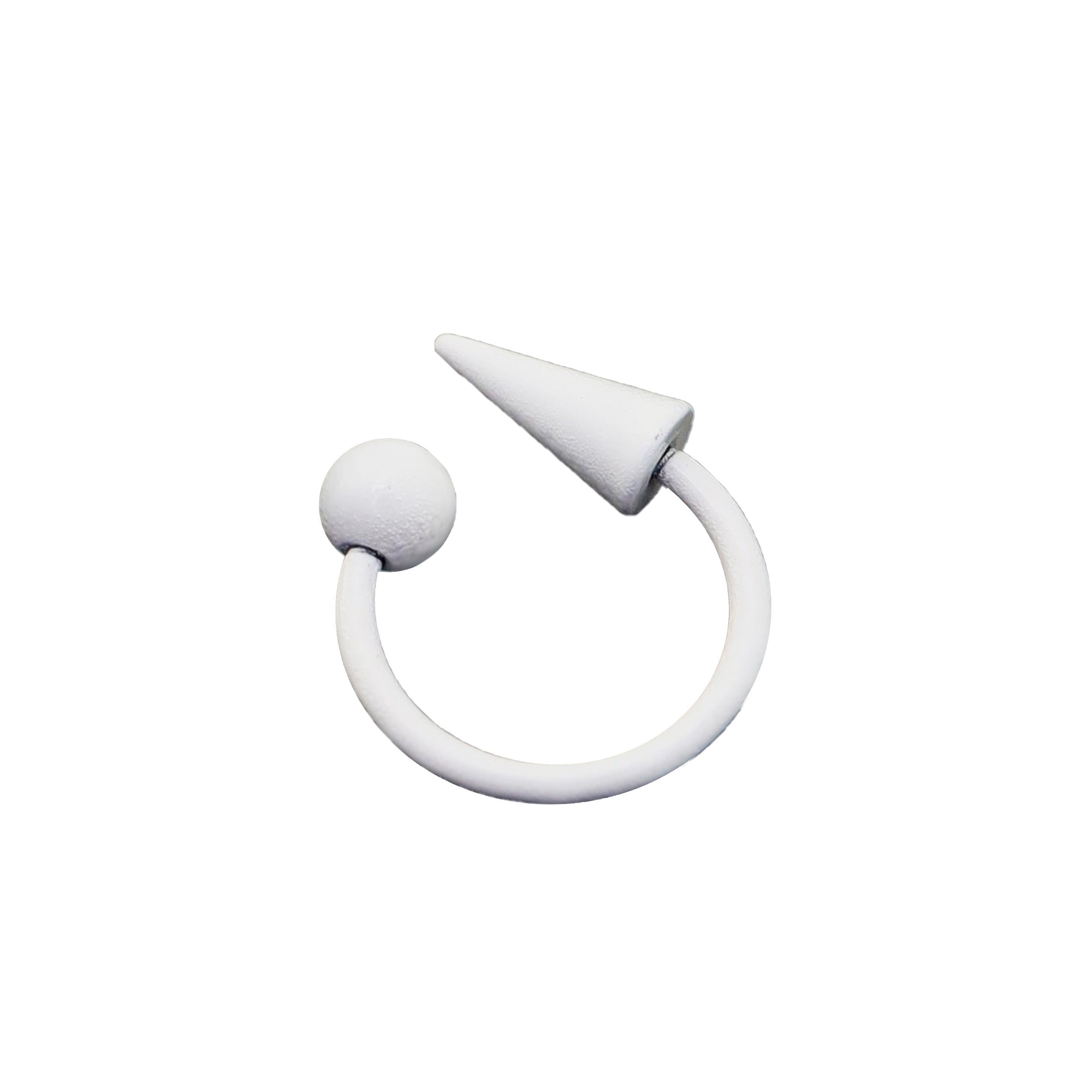 Pure White Tapered Orb Metal Horseshoe Ring