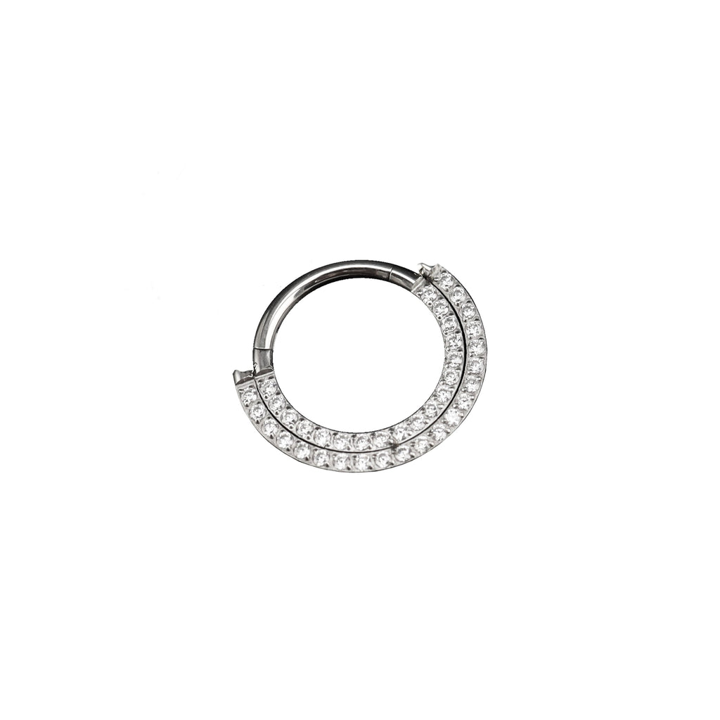 Half Circle Double CZ Titanium Segment Ring