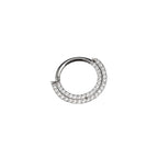 Half Circle Double CZ Titanium Segment Ring