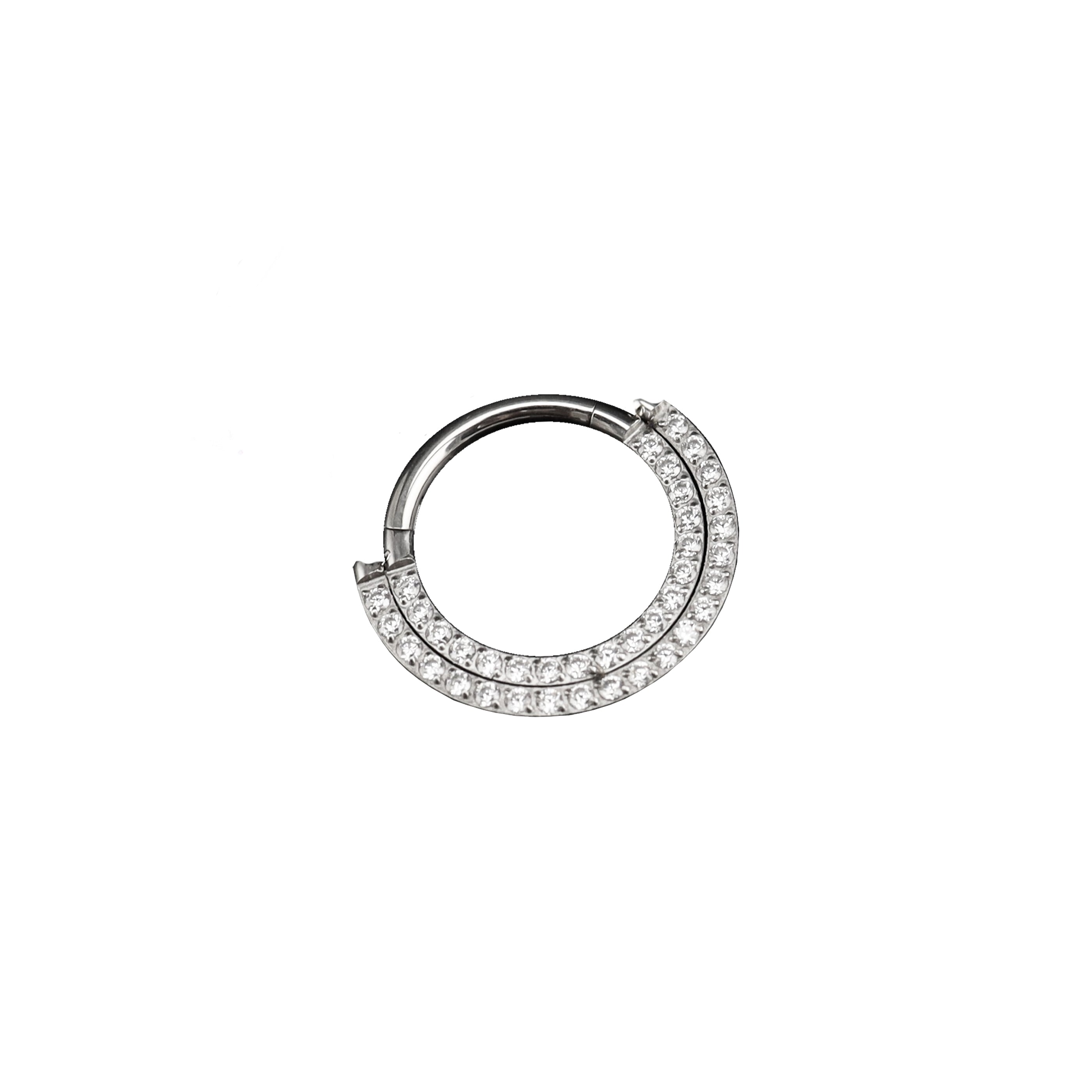 Half Circle Double CZ Titanium Segment Ring