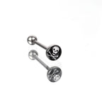Resin Oil Slick Skull Stainless Steel Tongue Ring
