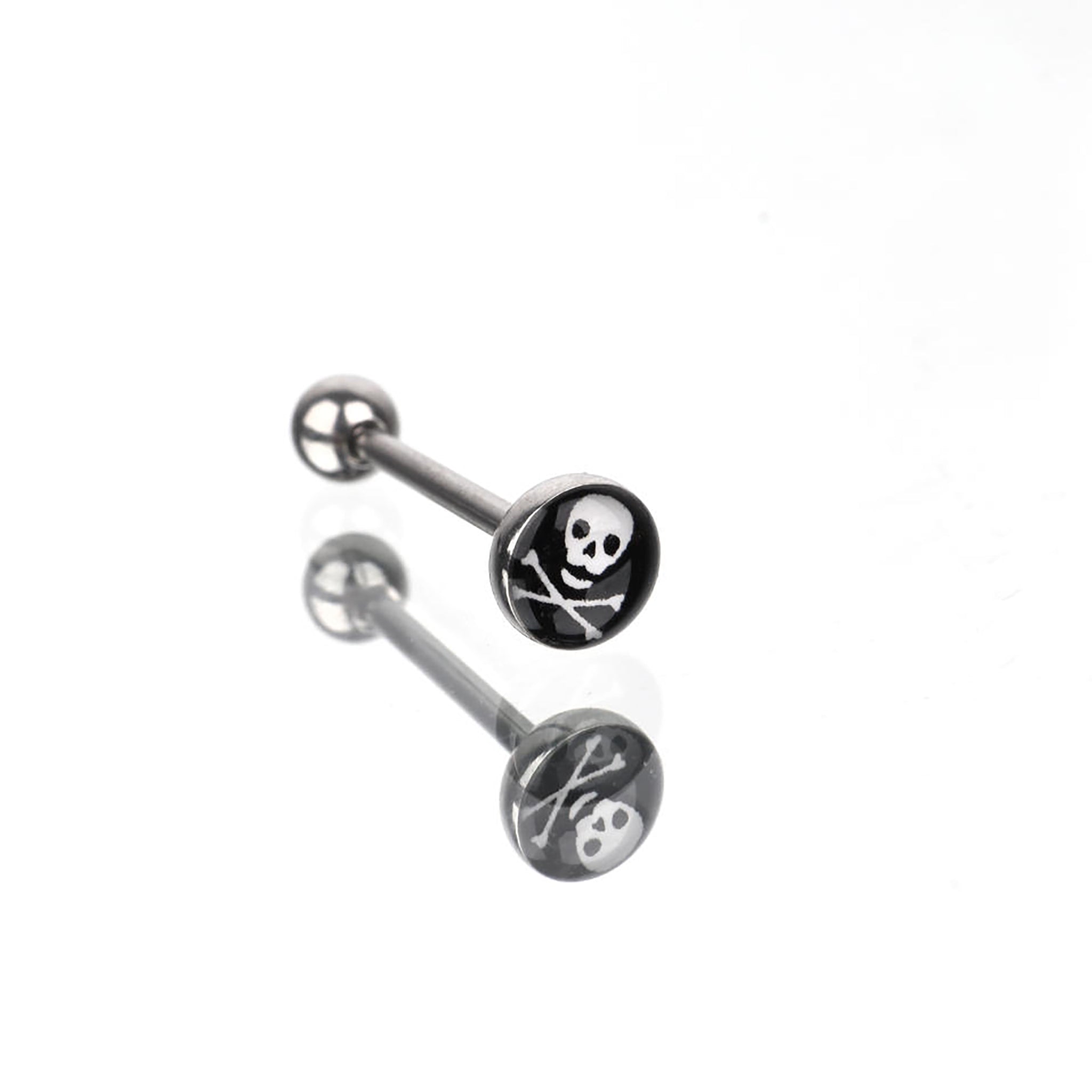 Resin Oil Slick Skull Stainless Steel Tongue Ring