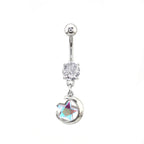 Star-Moon CZ Dangle Belly Ring