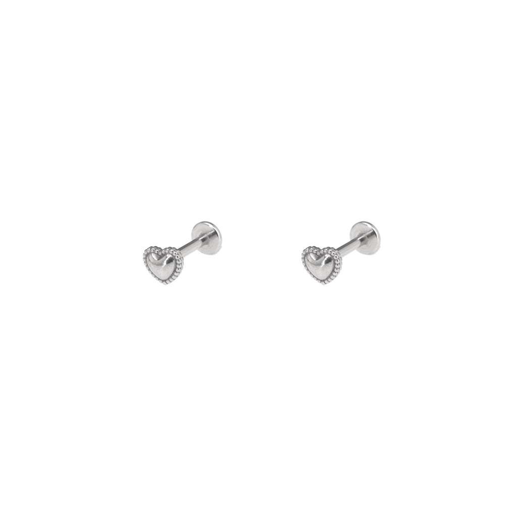 Mini Heart Internally Threaded Stainless Steel Ear Studs