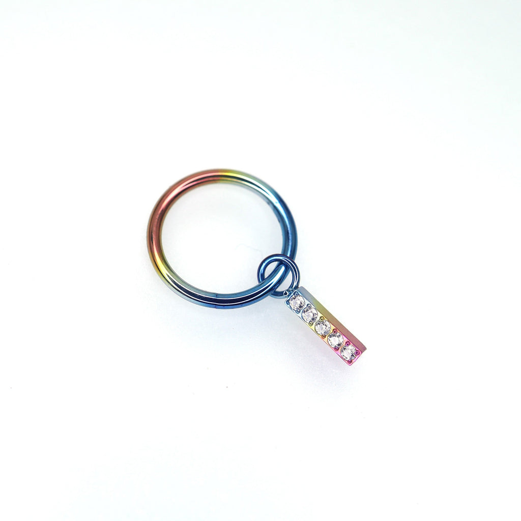 Titanium Segment Hoop with Baguette CZ