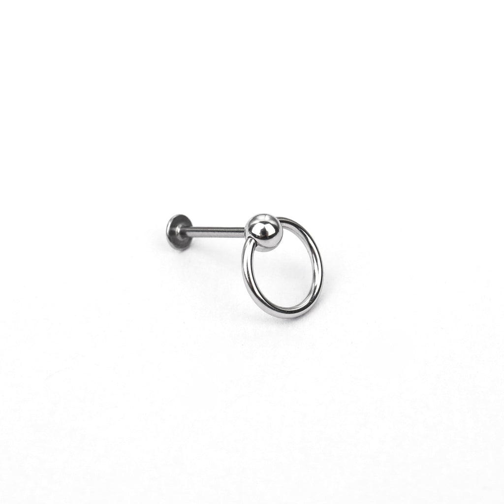 Black & White Ring Externally Threaded Stainless Steel Lip Ring