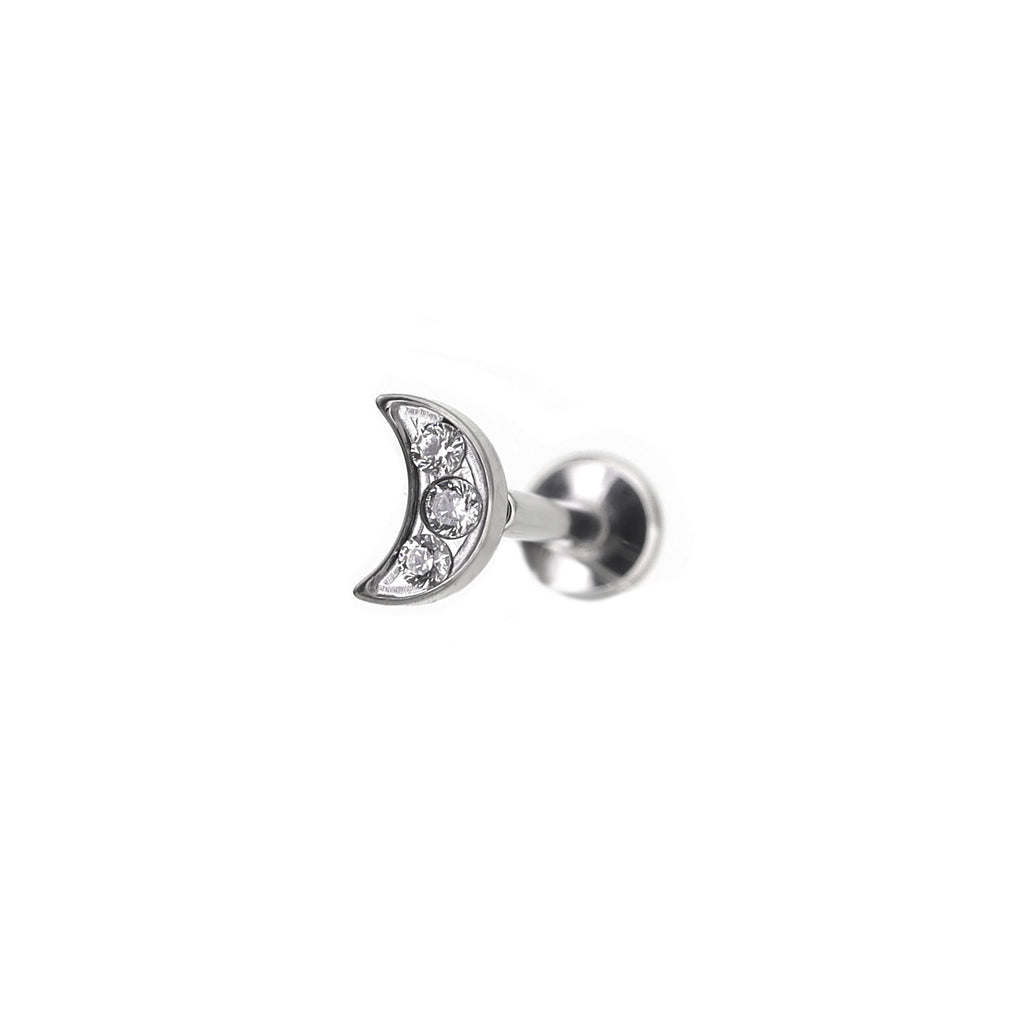 20G Moon CZ stainless steel Nose Stud