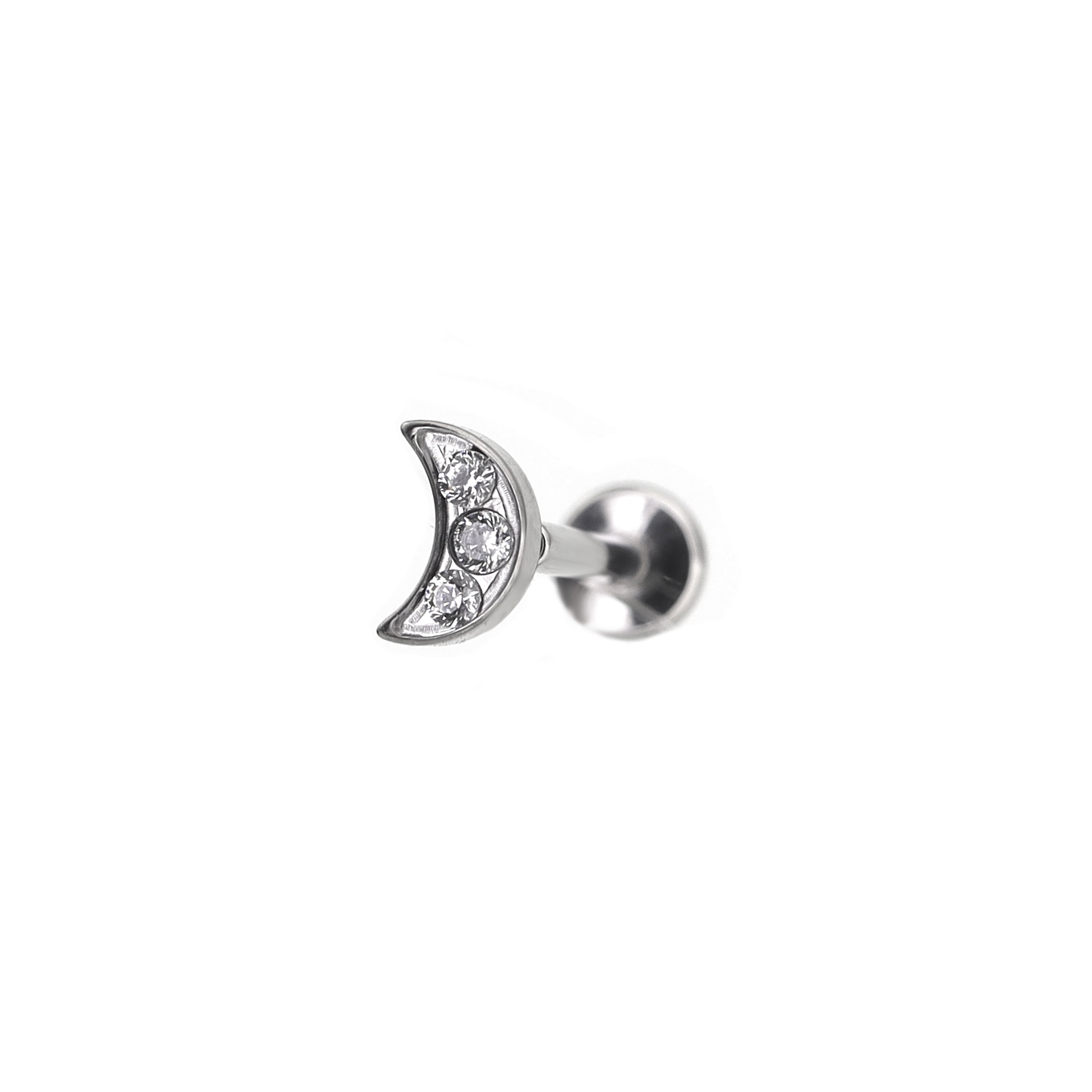 20G Moon CZ stainless steel Nose Stud
