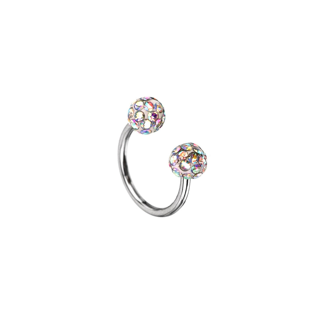 Full CZ Ball Horseshoe Ring