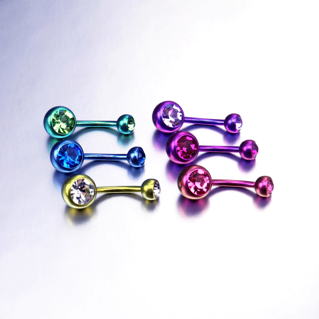 Crystal Titanium Belly Ring