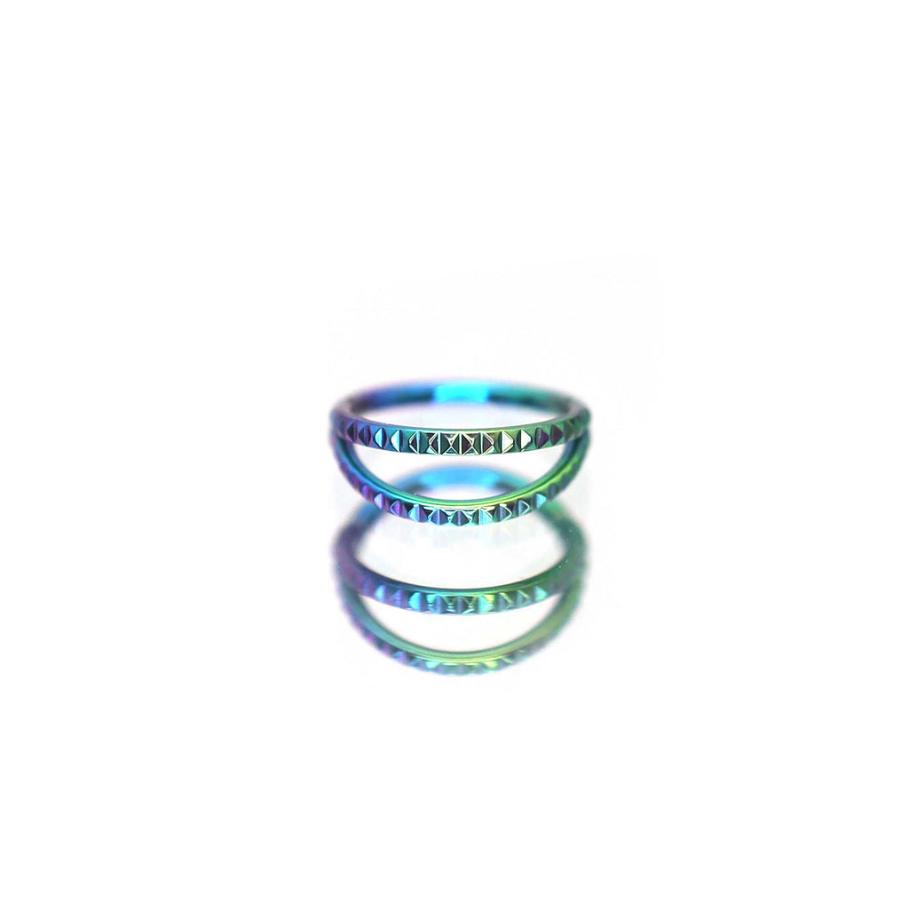 Double Hoop Engraved Titanium Segment Hoop