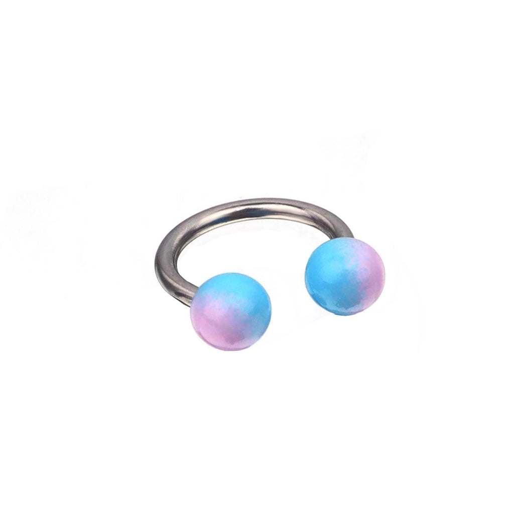 Colorful Acrylic Contrast Ball Horseshoe Ring