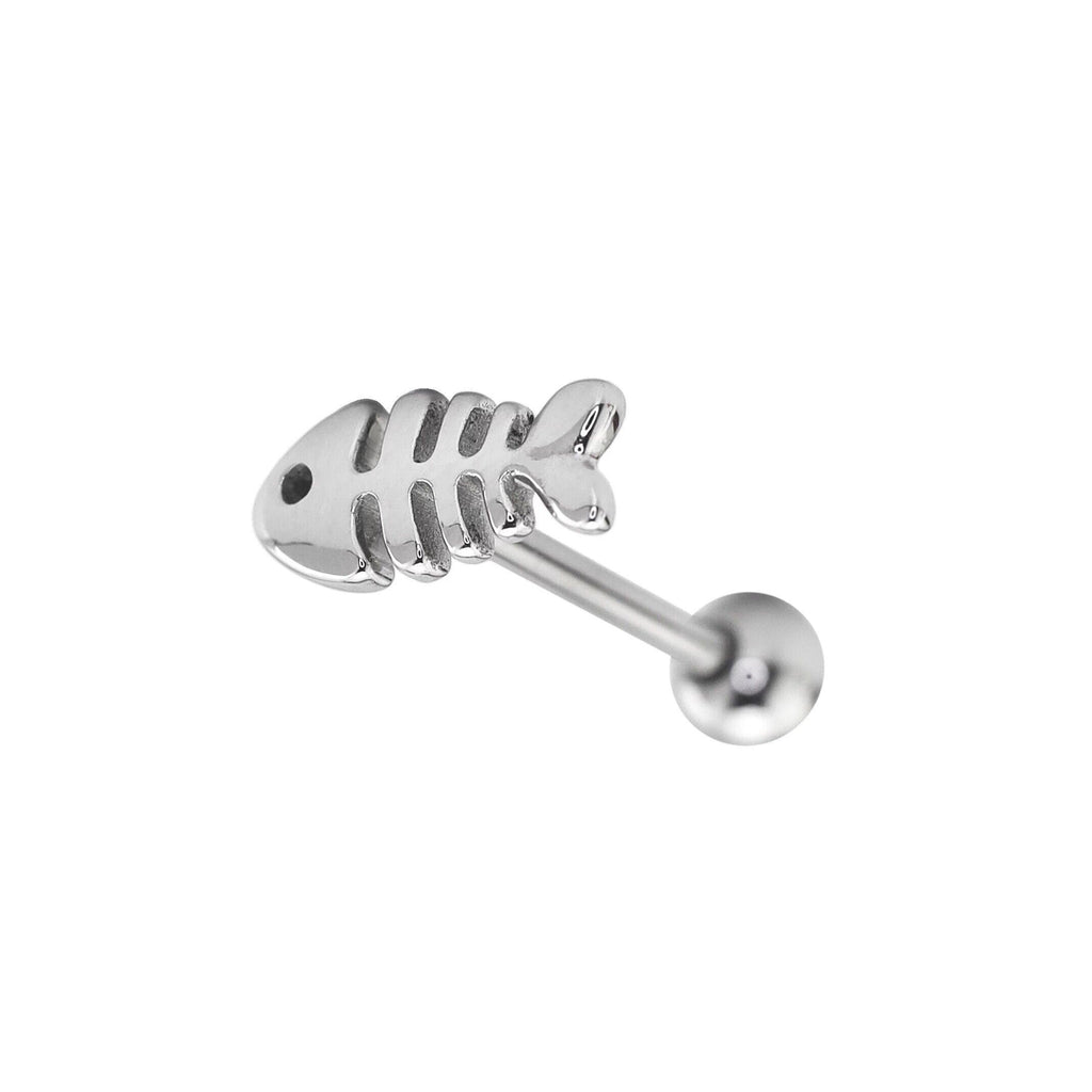 Fishbone stainless steel Tongue Barbell