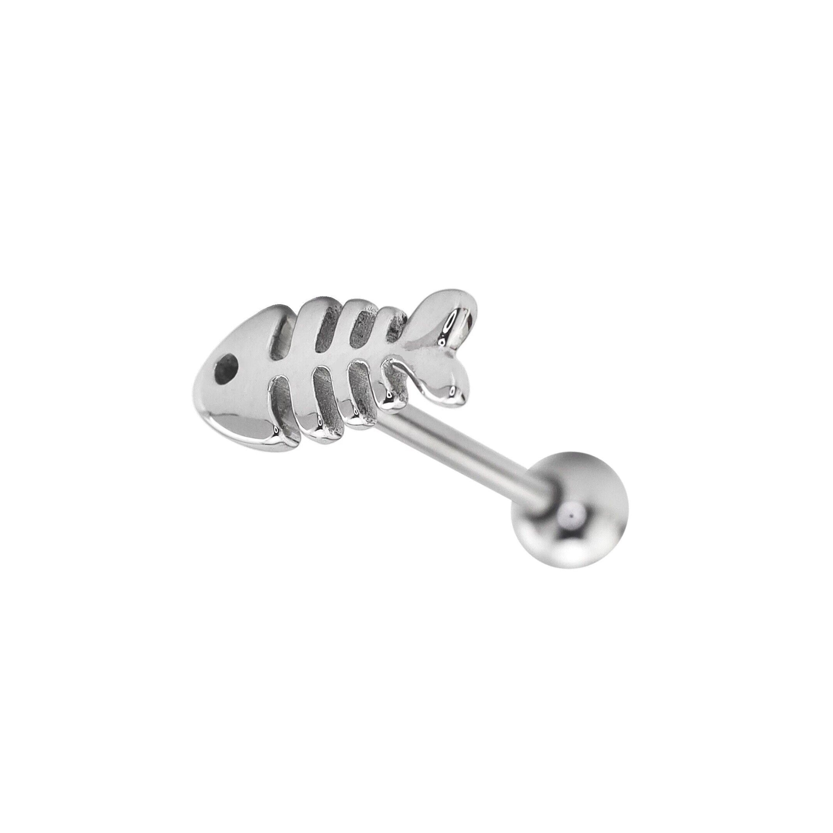 Fishbone stainless steel Tongue Barbell