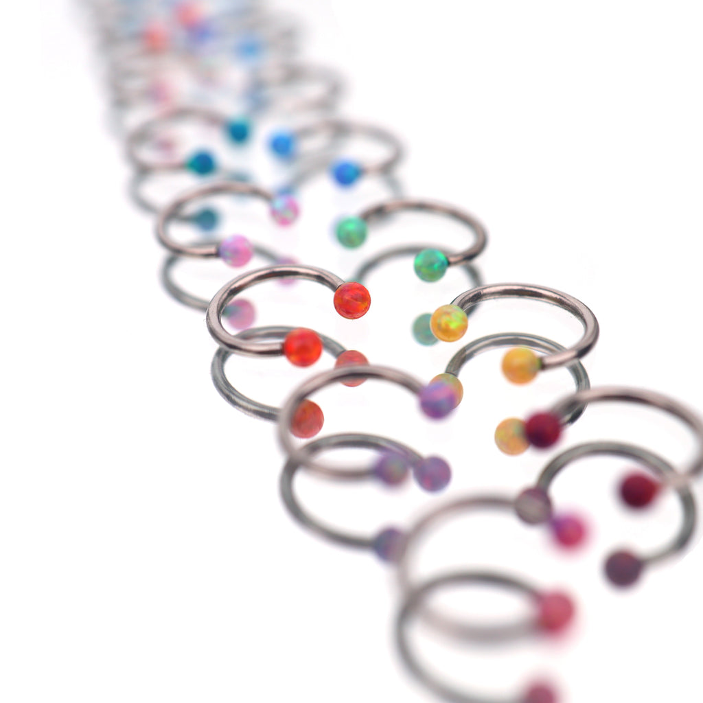16G Opal Internally Threaded Horseshoe Ring