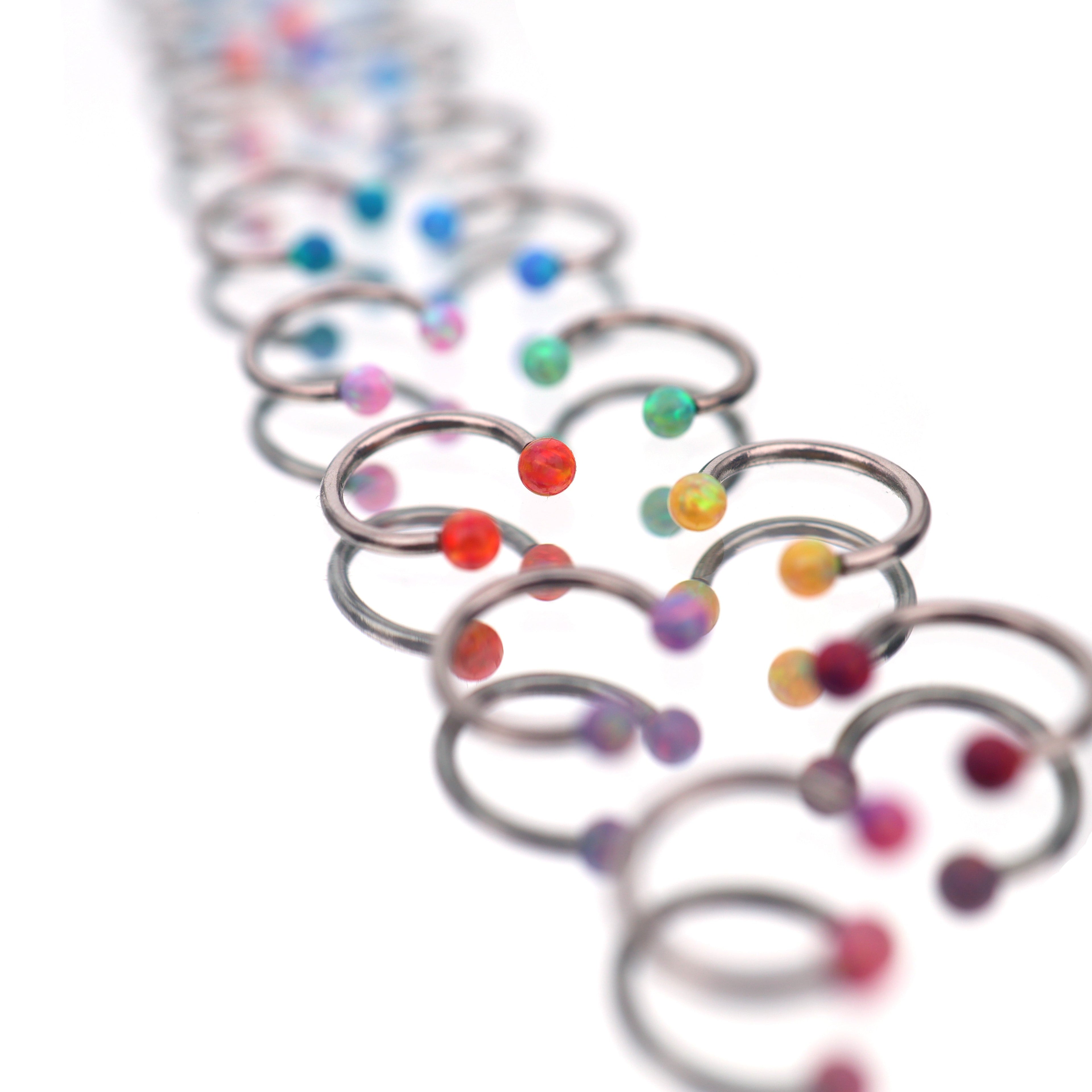 16G Opal Internally Threaded Horseshoe Ring