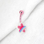 Pink Cherry Blossom Star stainless steel Belly Ring