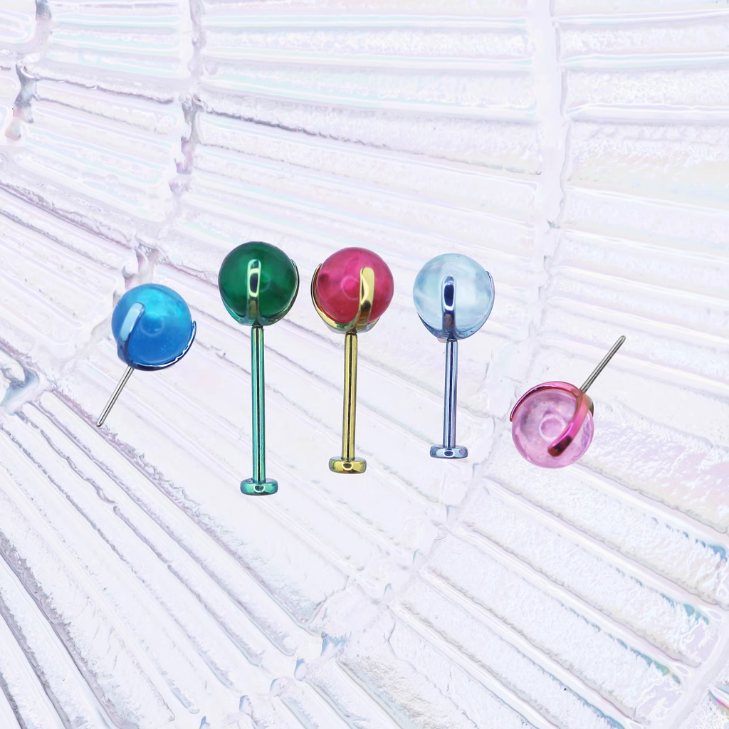 CZ Ball Titanium Threadless Pin