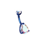 Teardrop CZ Internally Threaded Titanium Belly Ring