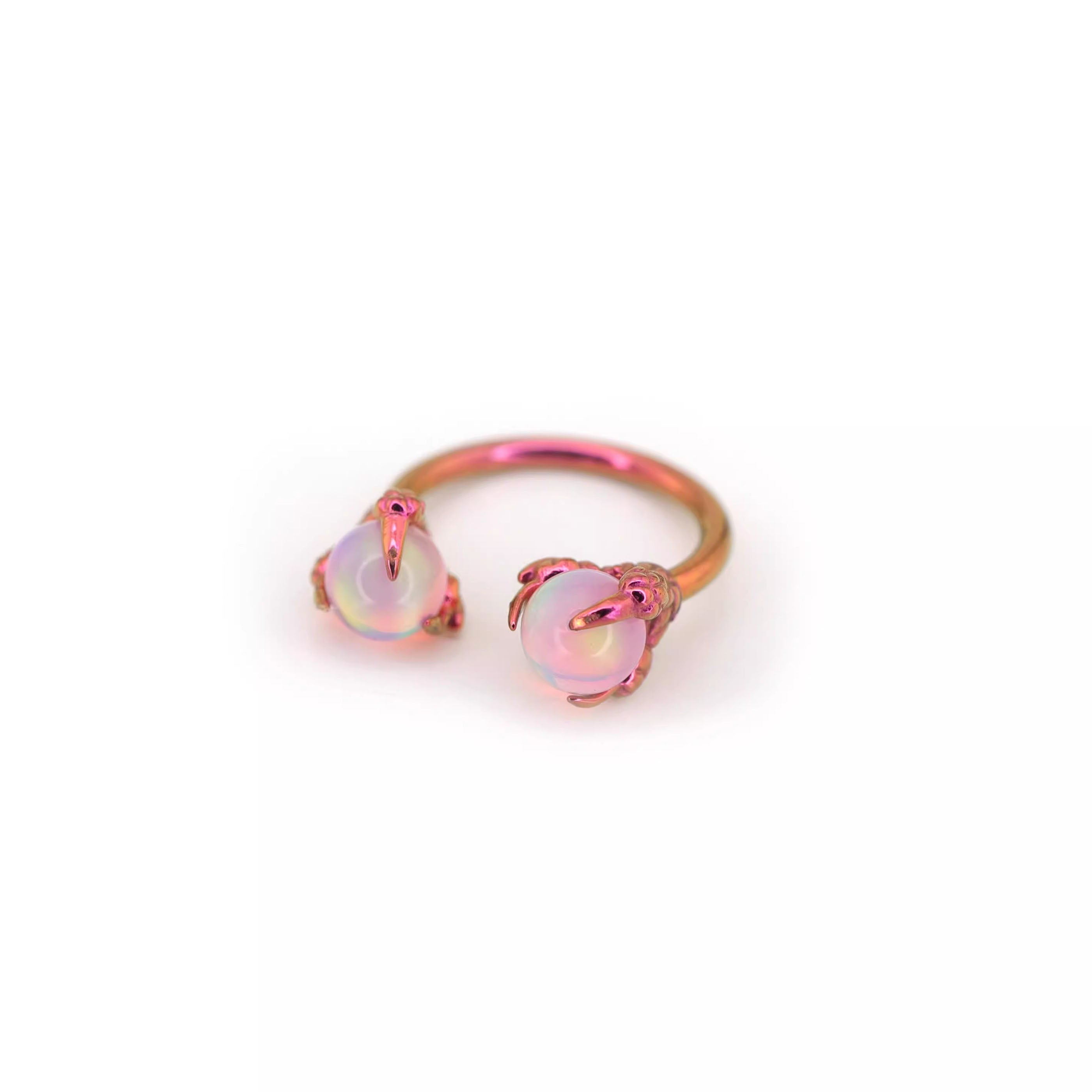 Dragon's claw Opal Titanium Horseshoe Ring