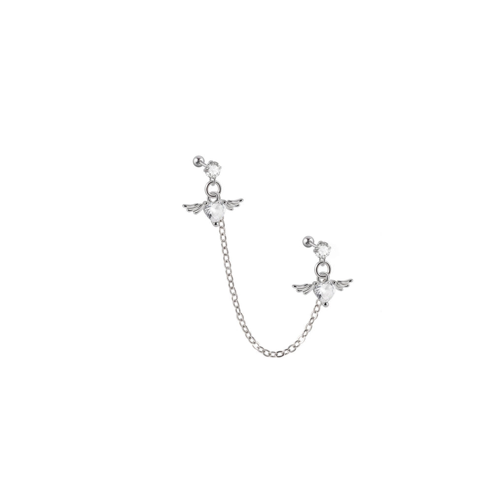 Double CZ Wing Stainless Steel Ear Chain
