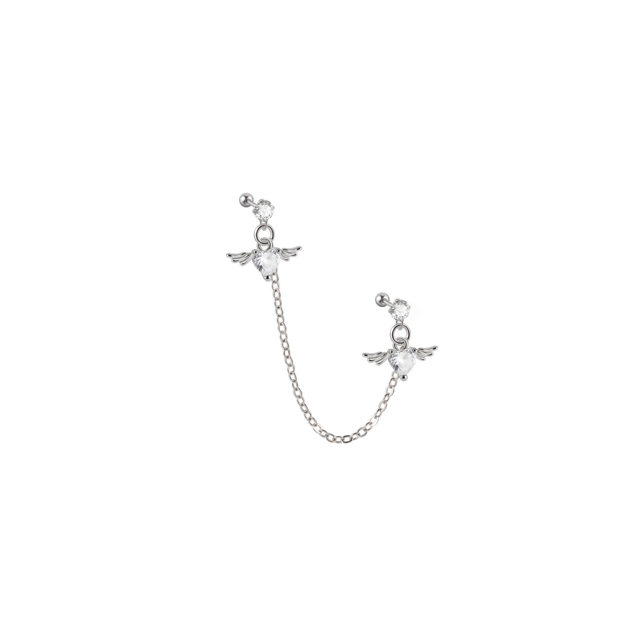 Double CZ Wing Stainless Steel Ear Chain