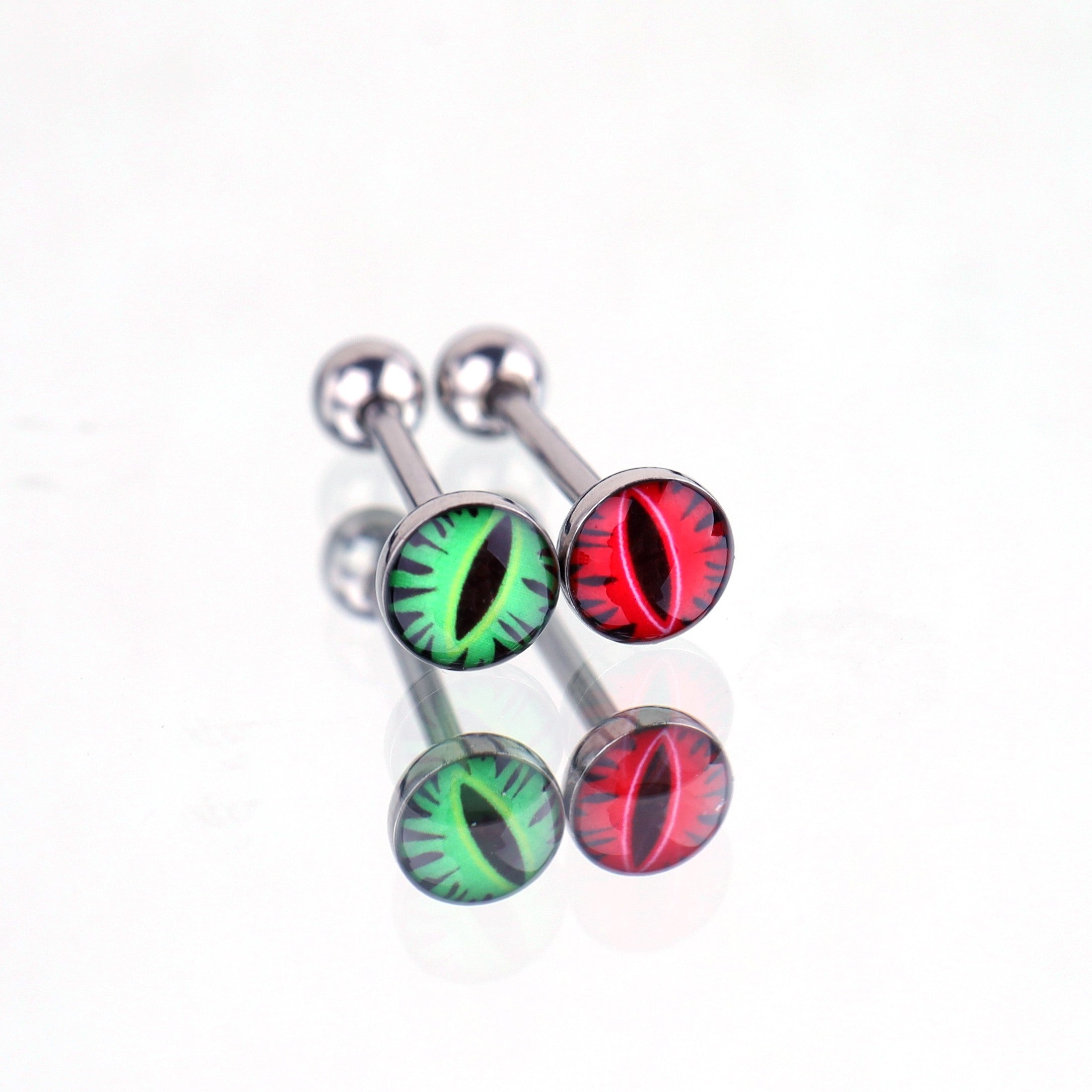 Red & Green Devil Eye Oil Slick Tongue Stud