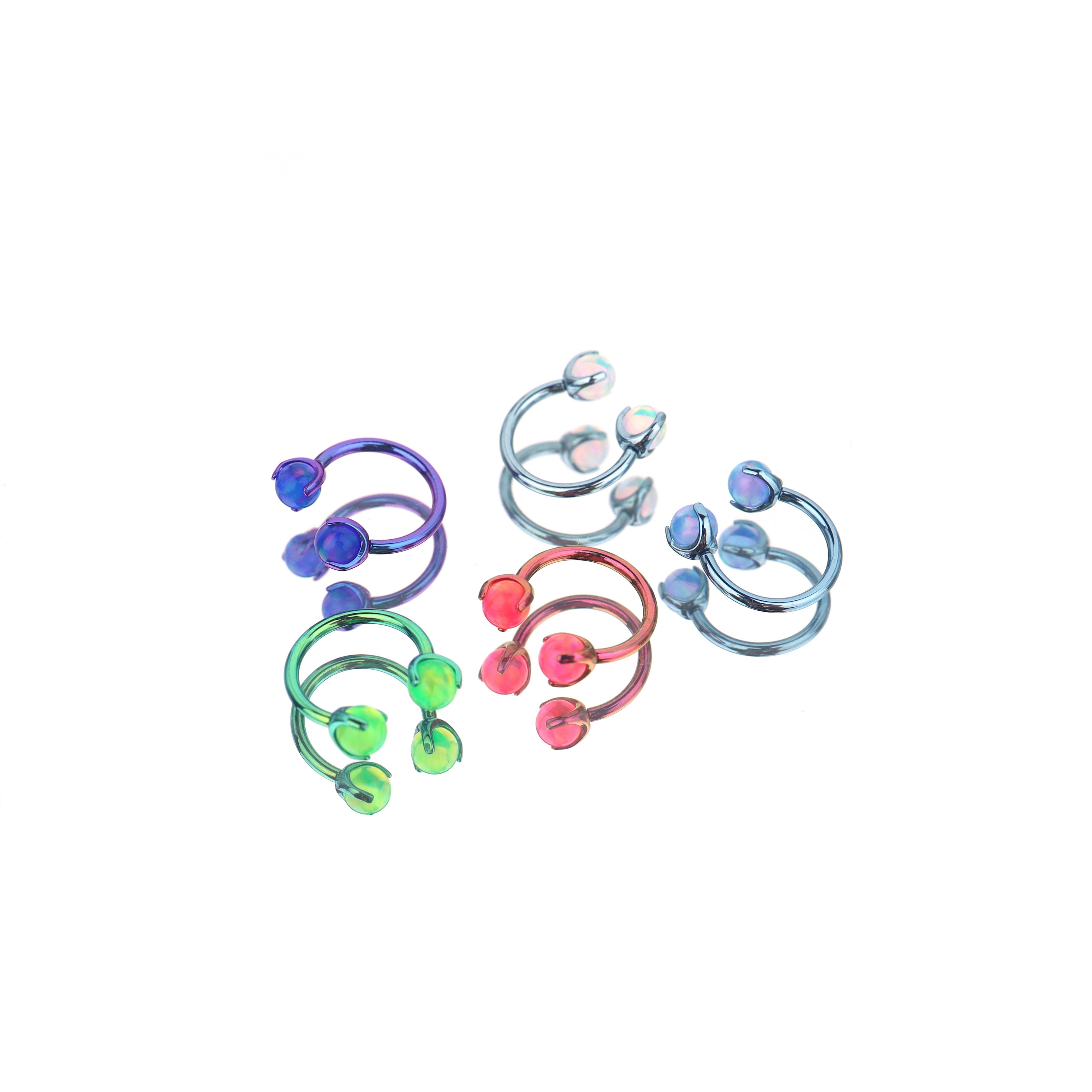 Opal Internally Threaded Titanium Horseshoe Ring