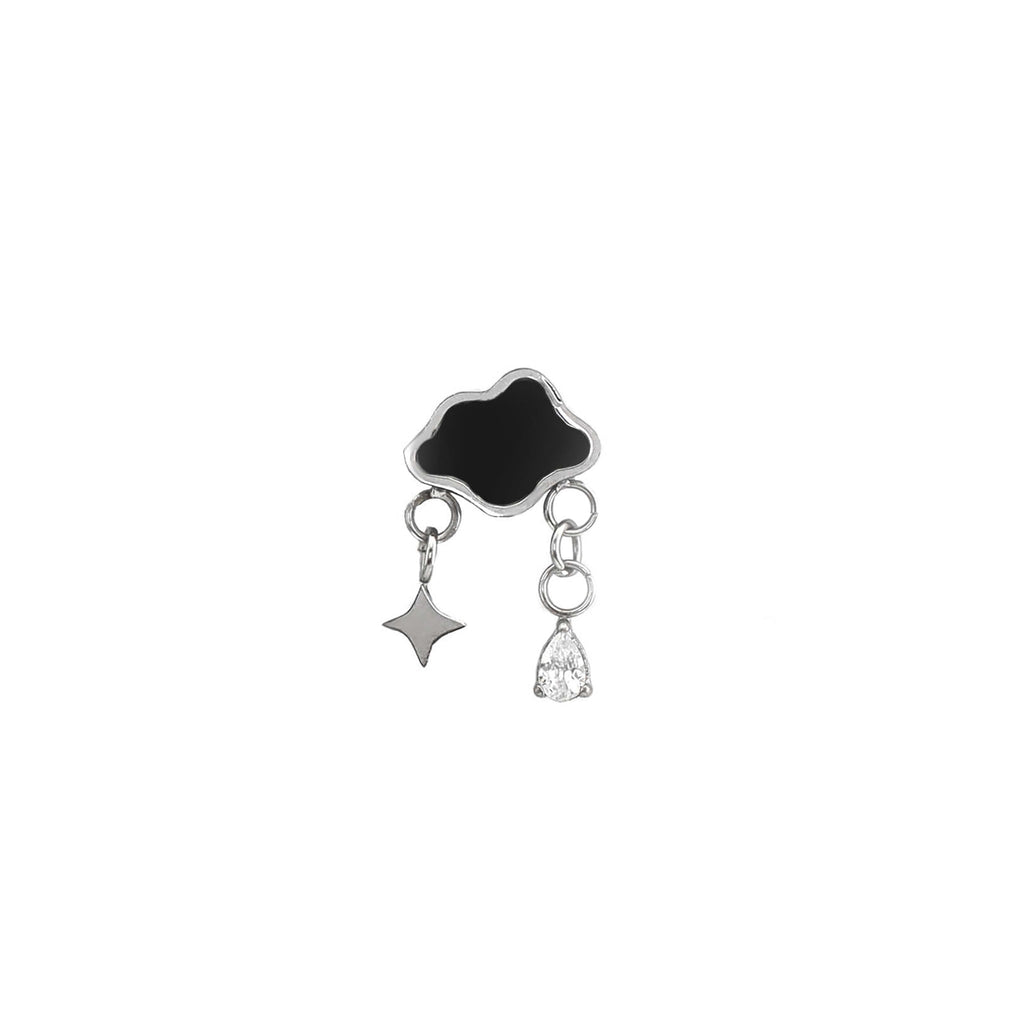 16G Black & White Cloud Dangle Stainless Steel Ear Studs