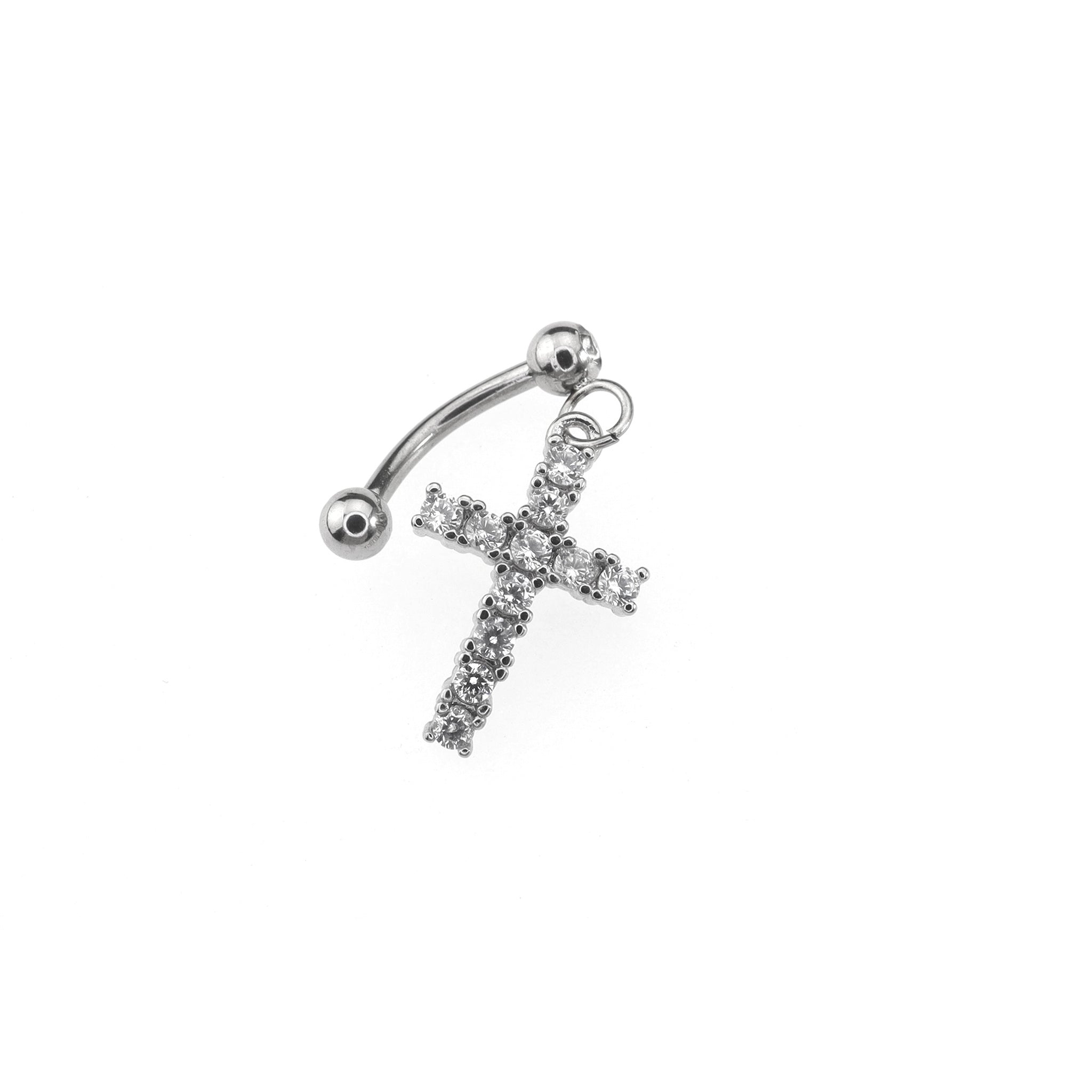 Heart CZ stainless steel Rook Stud