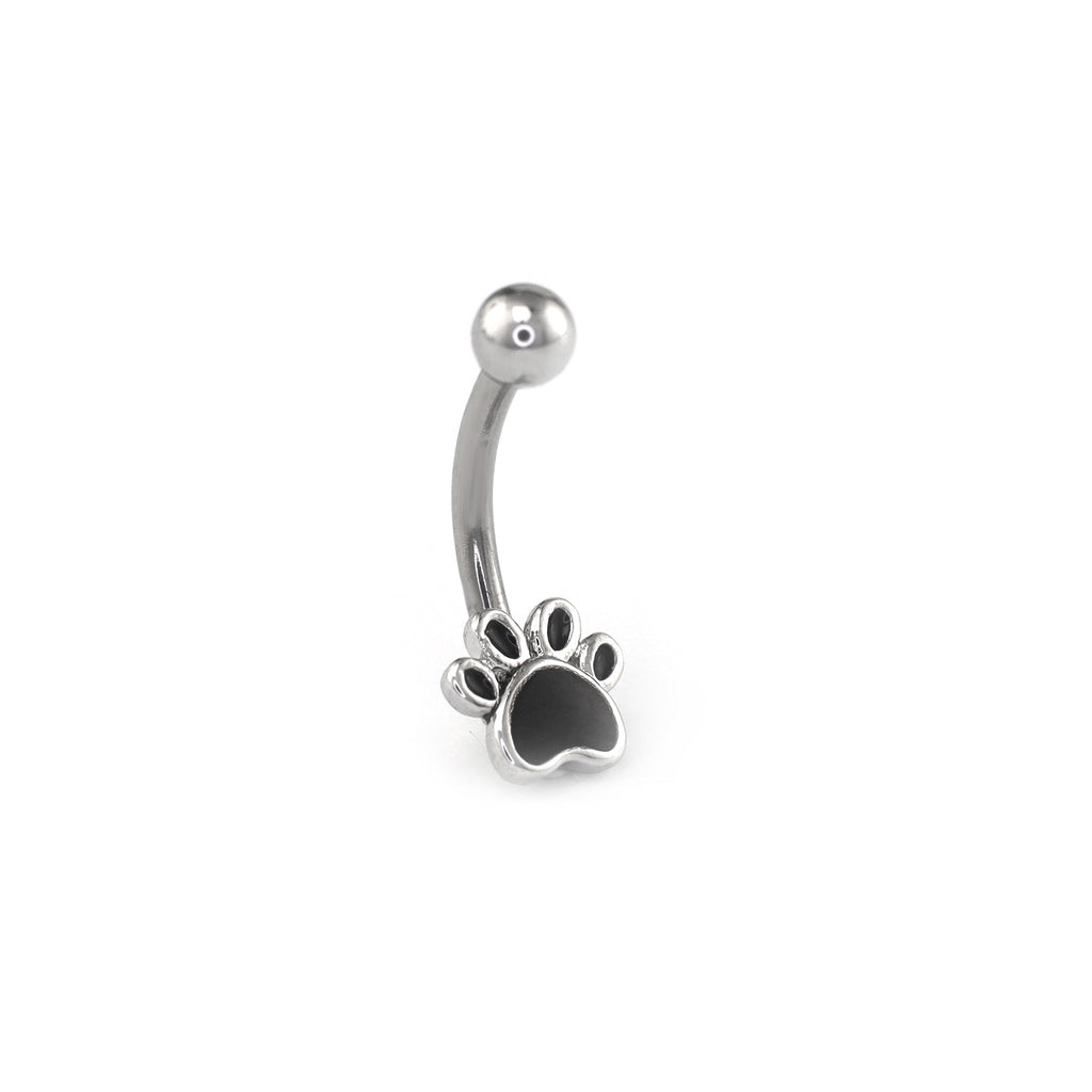 Black Epoxy Cat Paw Stainless Steel Rook Stud
