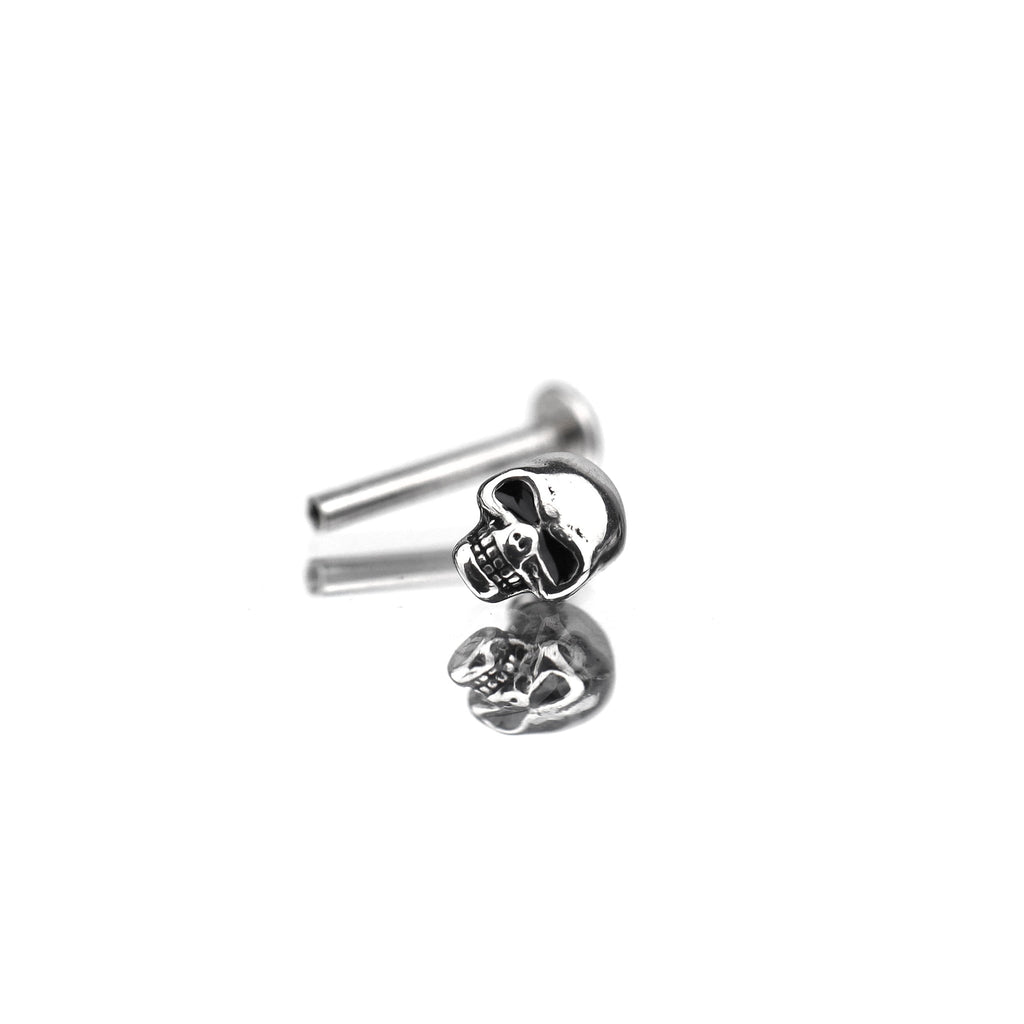 Skull Internally Threaded Stainless Steel Lip Ring
