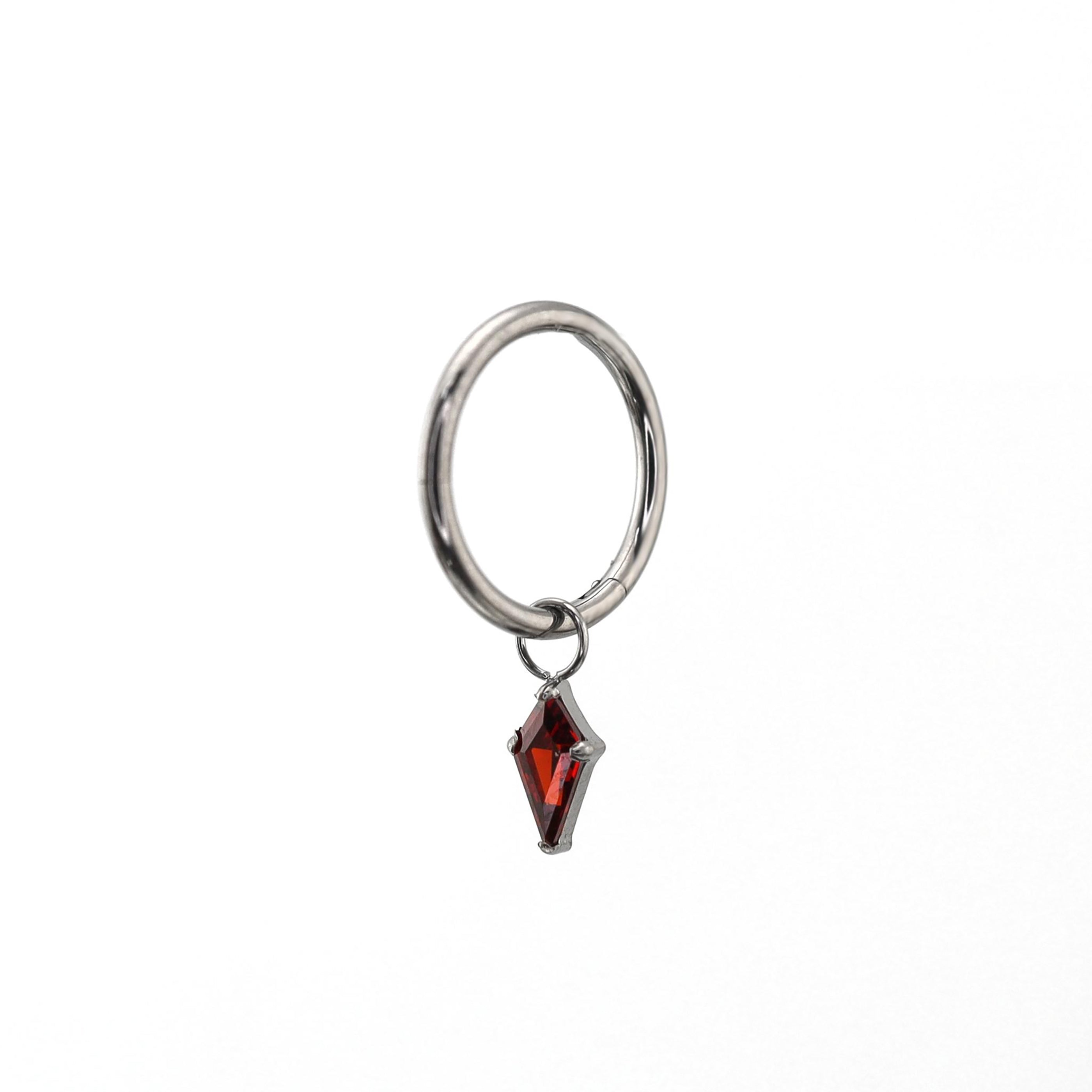 Red Rhombic CZ Pendant Titanium Segment Hoop