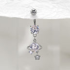 Saturn CZ Pendant Belly Ring