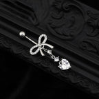 Heart-shaped CZ bow tie Dangle Belly Ring