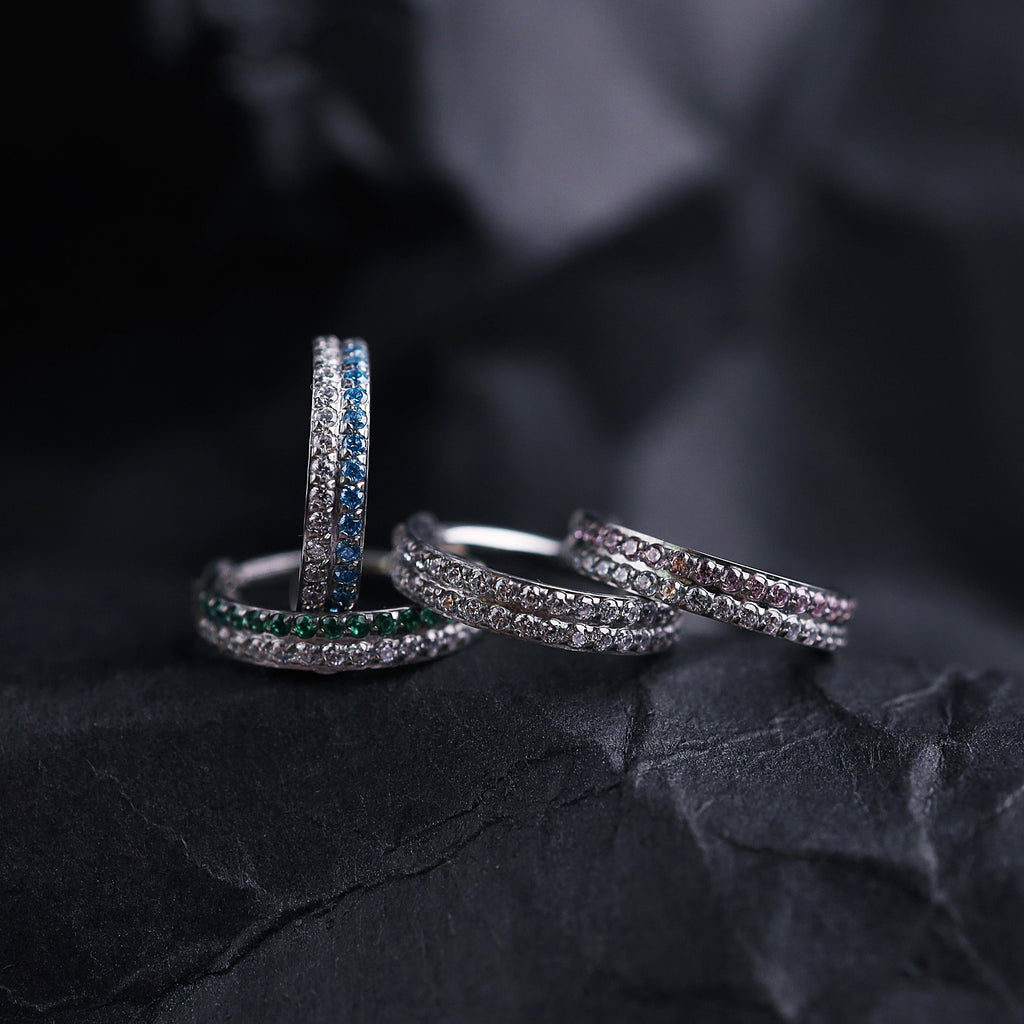 16G Double Layer CZ Titanium Segment Hoop