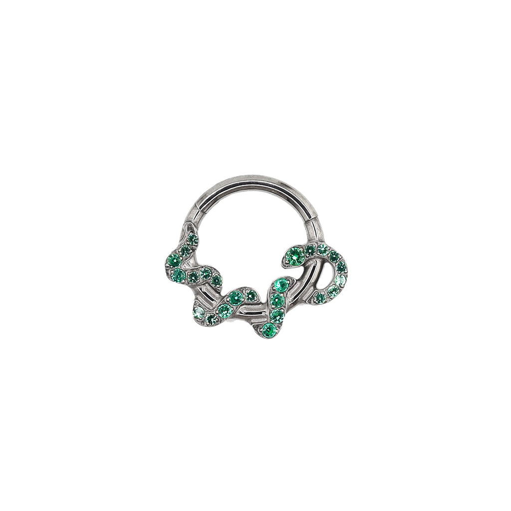 Twisting Serpent CZ Titanium Segment Hoop