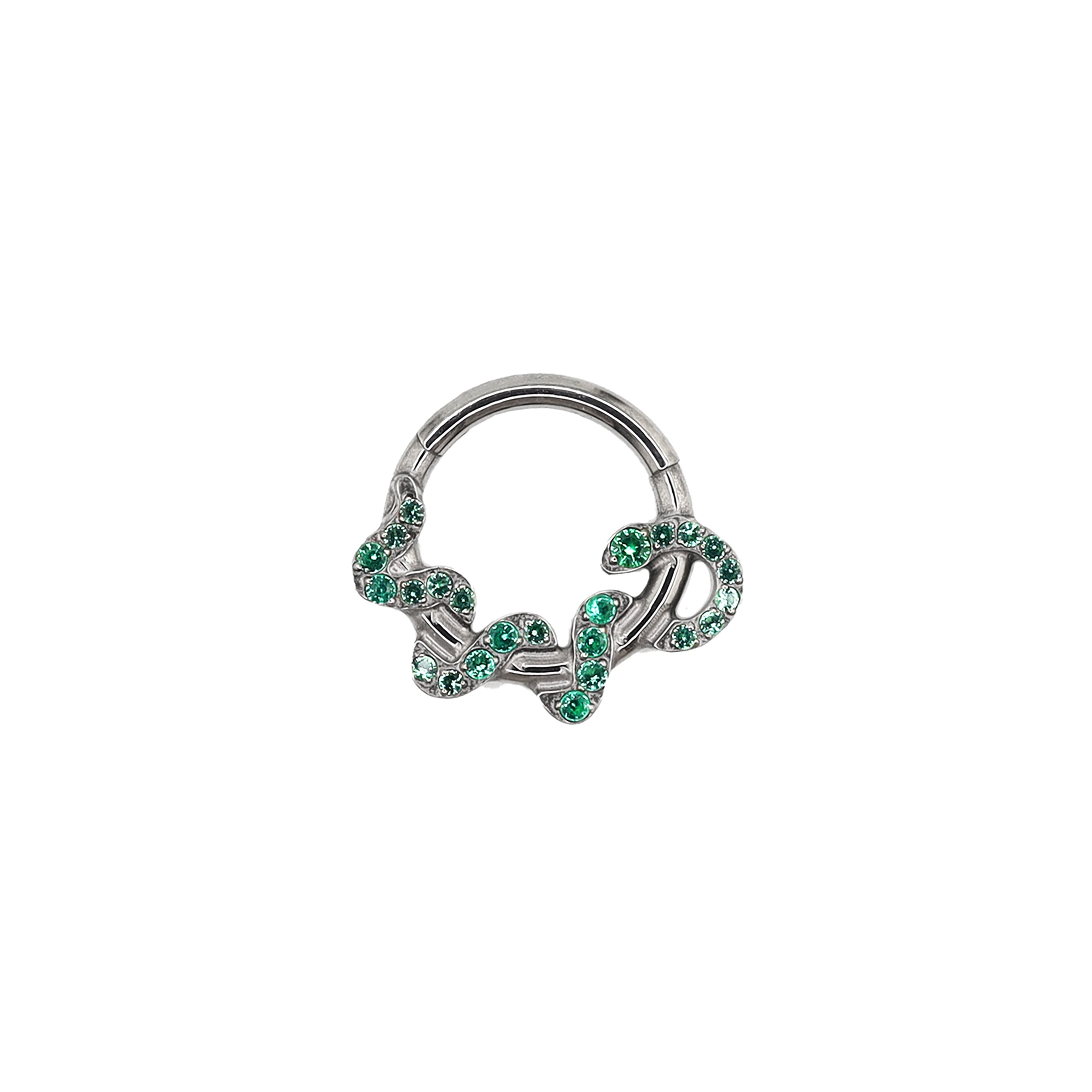 Twisting Serpent CZ Titanium Segment Hoop