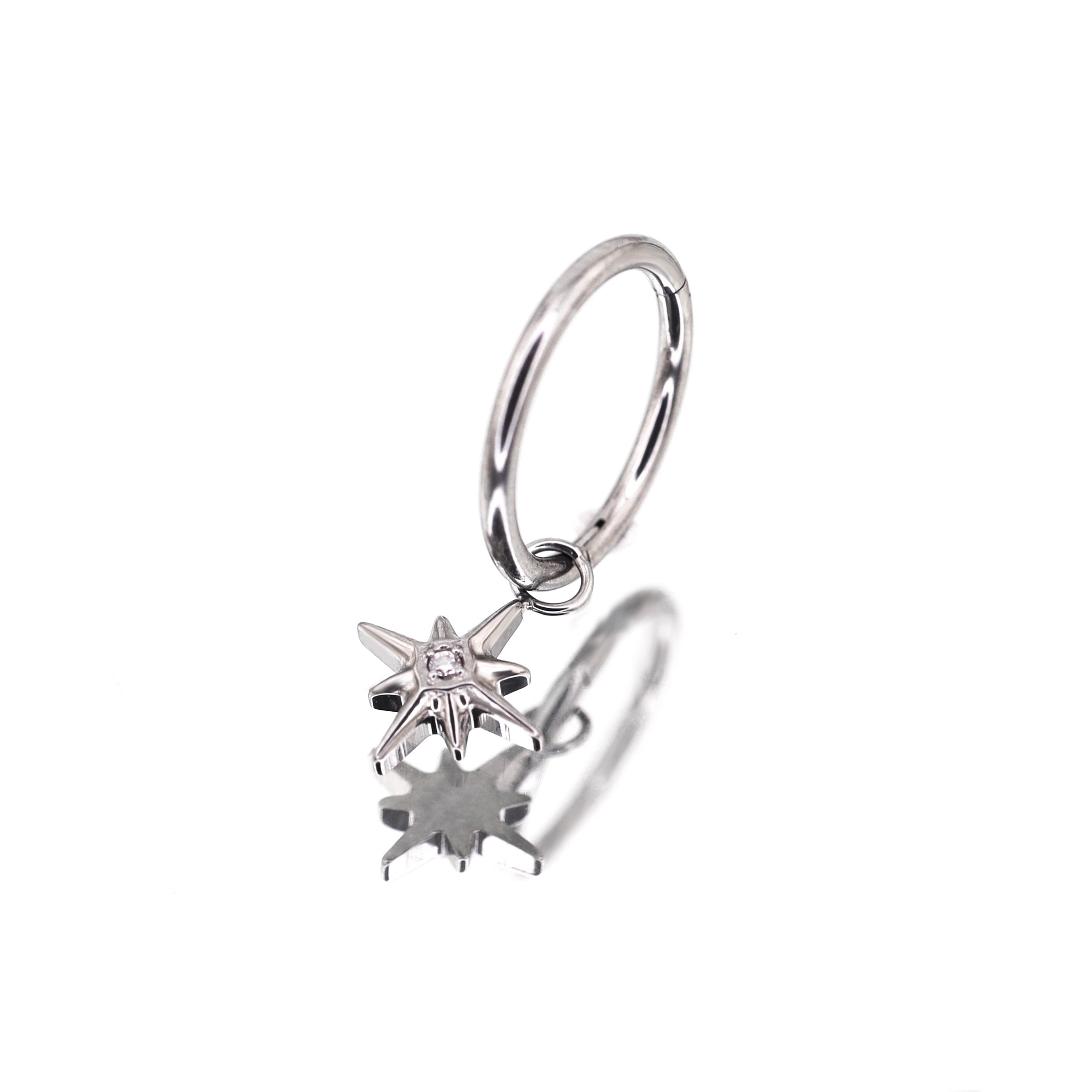 Octagram CZ Pendant Titanium Segment Hoop