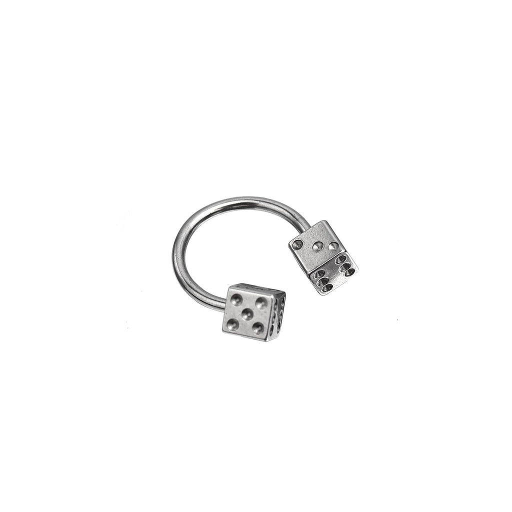 Externally threaded Dice stainless steel Horseshoe Ring
