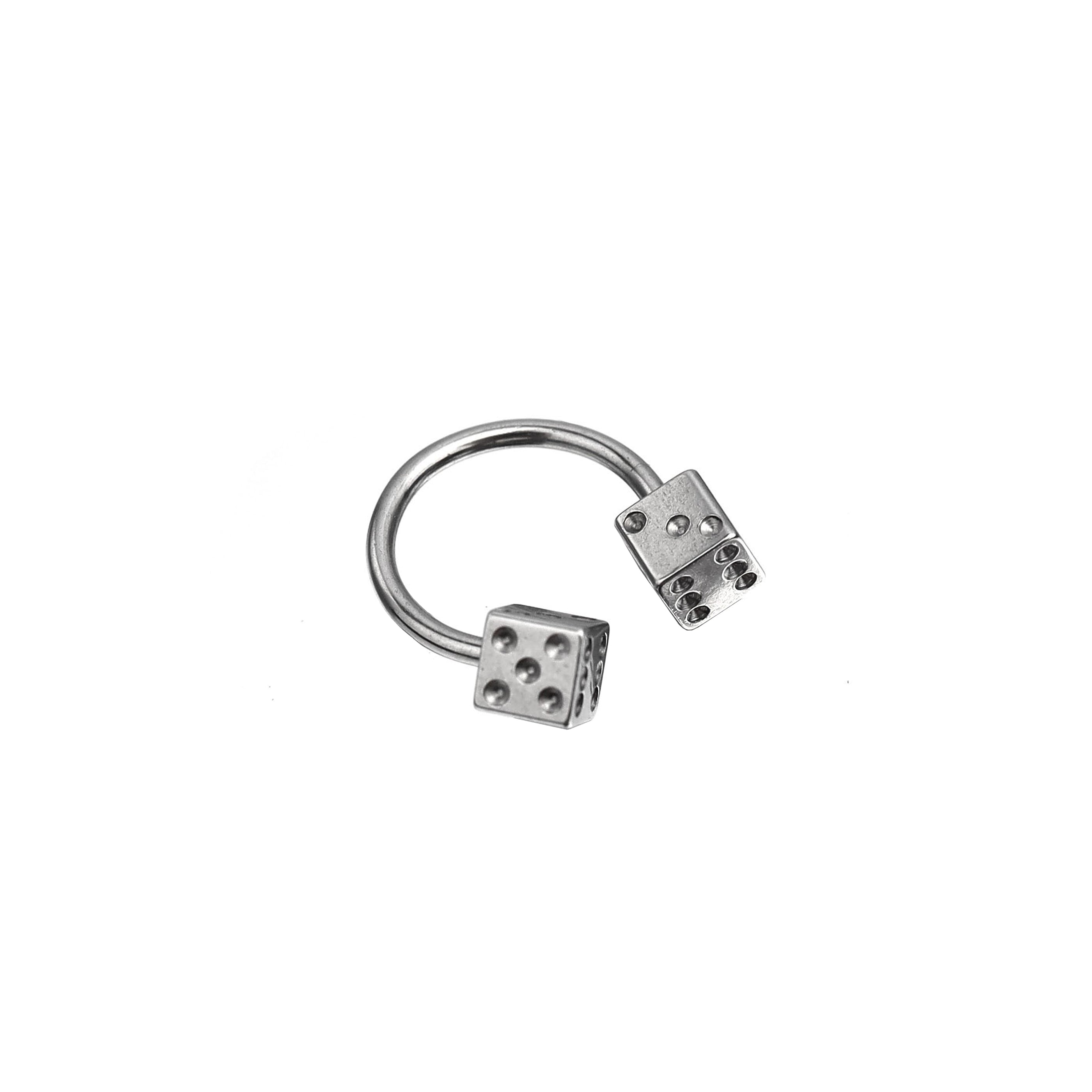 Externally threaded Dice stainless steel Horseshoe Ring