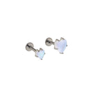 Satin Heart Moonstone Internally Threaded Titanium Threaded Studs