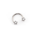 Star Shaped CZ Titanium Horseshoe Ring