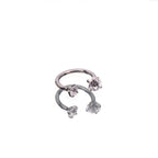 Internally Threaded CZ Titanium Horseshoe Ring