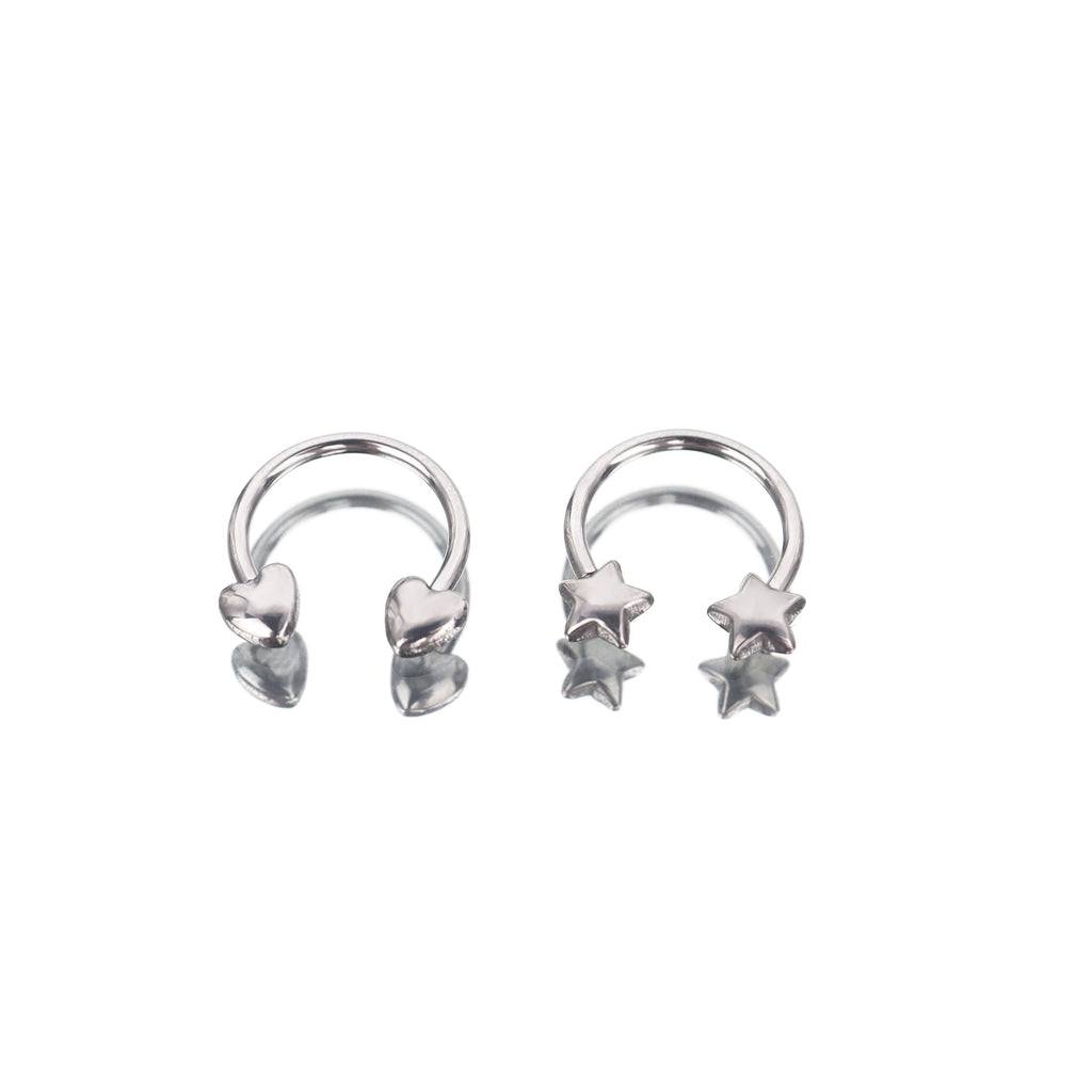 Star & Heart Horseshoe Septum Ring