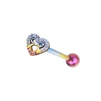 Heart bow tie CZ Titanium tongue stud