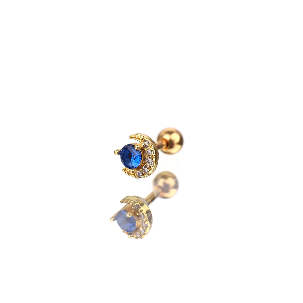 Gold & Silver Plated Blue CZ Moon Ear
