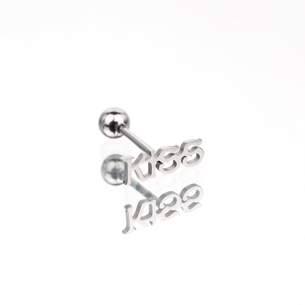 "KISS" Text Stainless Steel Tongue Stud