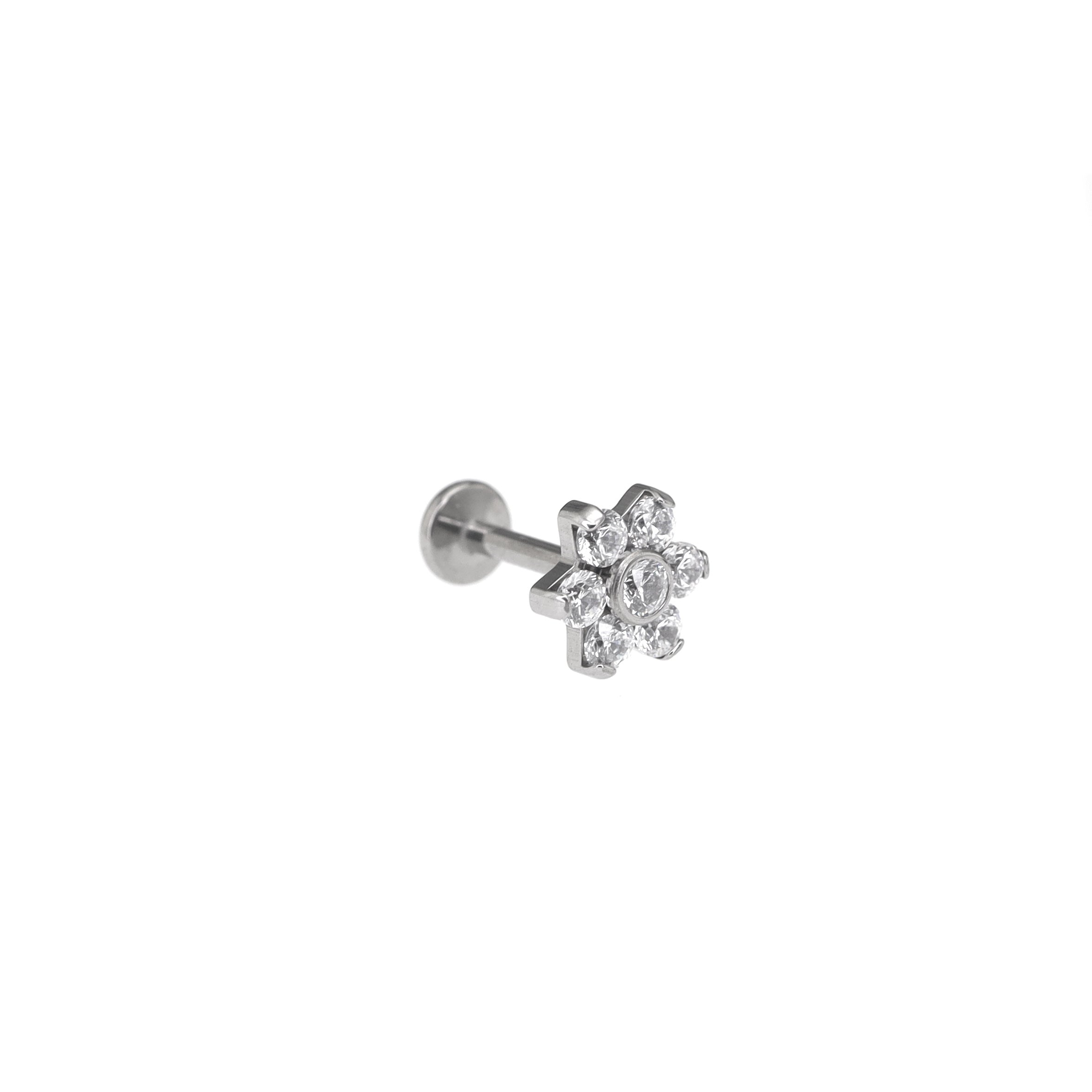 High-Shine CZ Floral Titanium Ear Studs