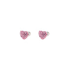 Pink & White Full CZ Heart Resin Stainless Steel Ear Studs